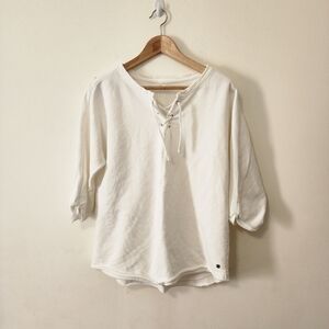 Jaga Elegant Cream Lace-Up Blouse